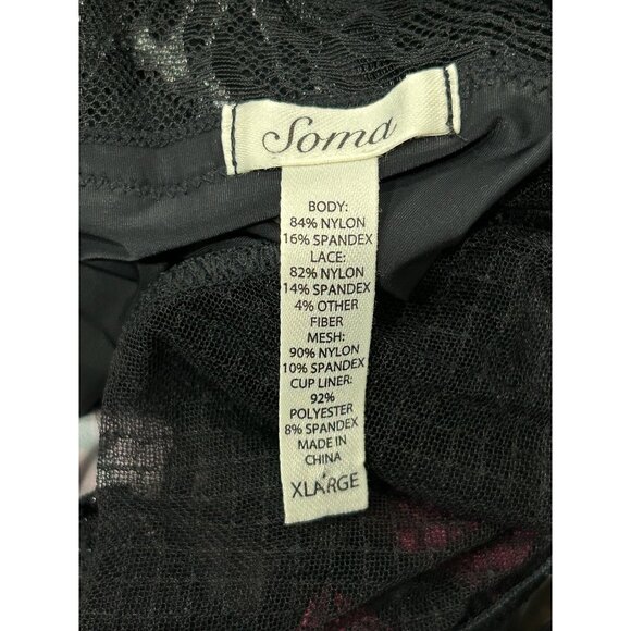 Soma Velvet Illusion Sleep Chemise Black Floral Lace Nightgown Sz XL Sexy Witchy - Picture 7 of 11